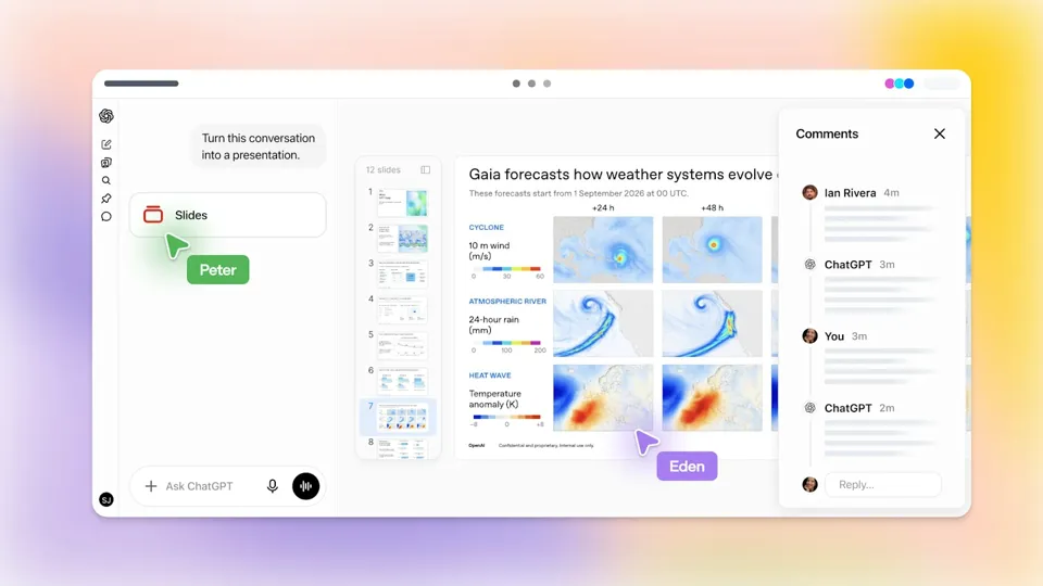 OpenAI 上线 ChatGPT Slides 幻灯片工具，支持团队协作编辑