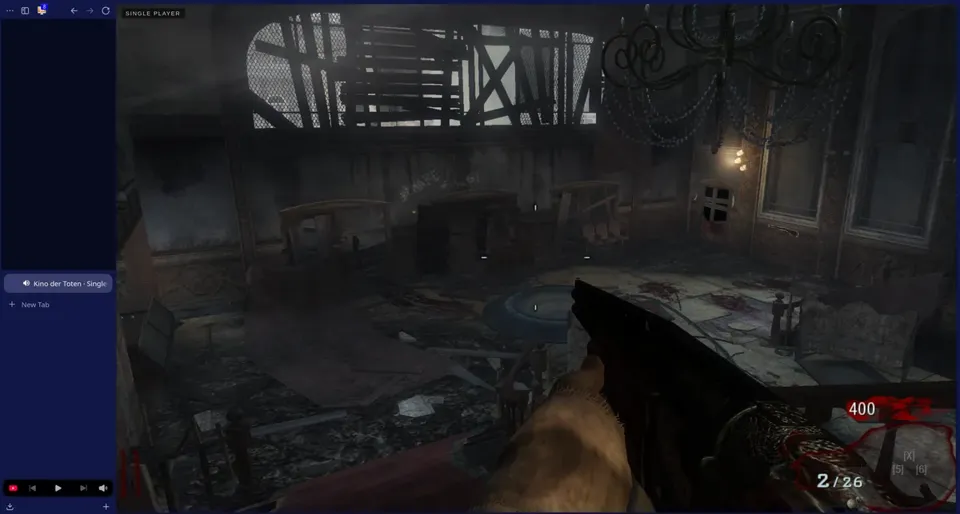Screenshot of Call of Duty Black Ops 1 Zombies running on Zen Browser